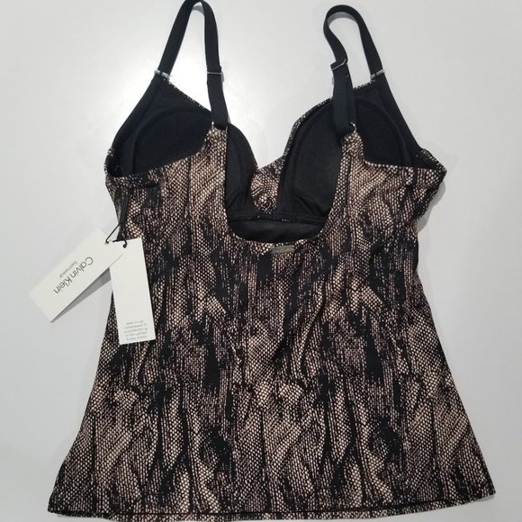 Calvin Klein Printed Twist Tummy-Control Tankini Top Size Small - Picture 6 of 9